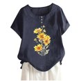 thumbnail image 2 of Offres du Jour Liquidation Iumwxz Tuniques Décontractées Amples Ajourées Hauts d'Été pour Femmes T-Shirts Graphiques Floraux Hauts à Manches à Volants Col Rond pour Femmes Offres du Jour Rendez-Vous, 2 of 4