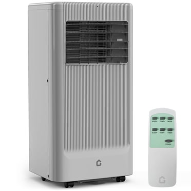 Climatiseur Portatif de 10 000 BTU, Unité de Refroidissement 3‐en‐1 Silencieuse pour Pièces jusqu'à 450 Pi2, Comprend les Modes Déshumidificateur et Ventilateur, Télécommande, Mode Sommeil – Parfait pour Chambres et Appartements