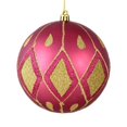 thumbnail image 1 of Vickerman N188121D 4.75 in. Berry Red Matte Ball Ornament with Glitter Diamond Pattern  4 per Pack, 1 of 1