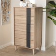 thumbnail image 2 of Baxton Studio Lisen Commode Moderne à 5 Tiroirs en Chêne Clair et Gris, 2 of 10