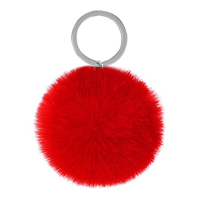 Porte-clés Boule Duveteuse Souple Confortable Adorable Porte-Clés Adorables Pratiques Femmes pour Enfants Adultes Aînés Étudiants Rouge 9 cm