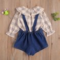 thumbnail image 4 of Xingqing Newborn Baby Girls Long Sleeve Ruffle Collar Plaid Pullover Suspender Pants, 4 of 9