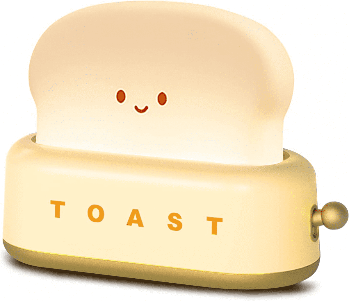 YSTINNG Desk Decor Toaster Lamp, Rechargeable Small Lamp with Smile Face Toast Bread Cute Toaster Shape Room Decor Night Light(yellow) C311-8178