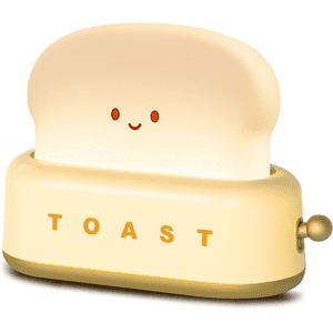 YSTINNG Desk Decor Toaster Lamp, Rechargeable Small Lamp with Smile Face Toast Bread Cute Toaster Shape Room Decor Night Light(yellow) C311-8178