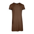 thumbnail image 3 of Chemise de Nuit Texturée en Coton pour Hommes, Robe de Nuit à Manches Courtes, Longue Robe, Blouse à Col en V, Haut de Pyjama, Coupe Ample et Décontractée, Confort, Chemise de Nuit Décontractée avec Poches, 3 of 5