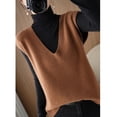 thumbnail image 4 of IMENGL Chandail Sans Manches à Col en V style Coréen Automne Hiver, Brun 2TG, Taille g-2TG, 4 of 4