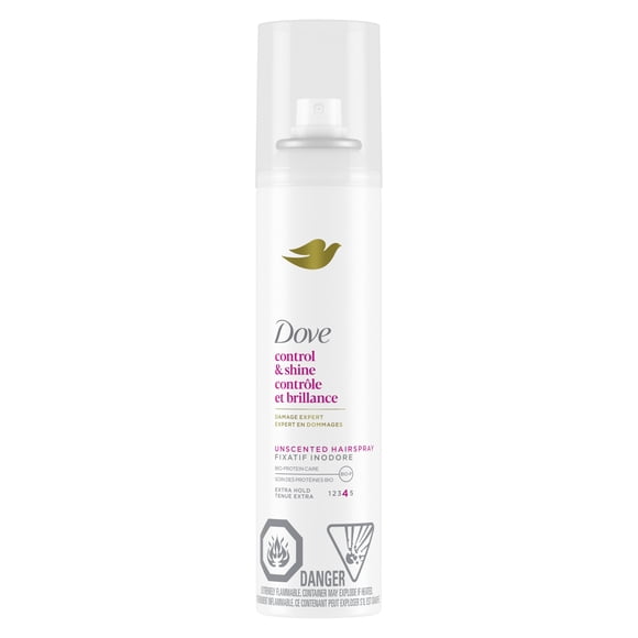 Dove Control & Shine Unscented Aerosol Hairspray, Extra Hold Level 4, 198 g
