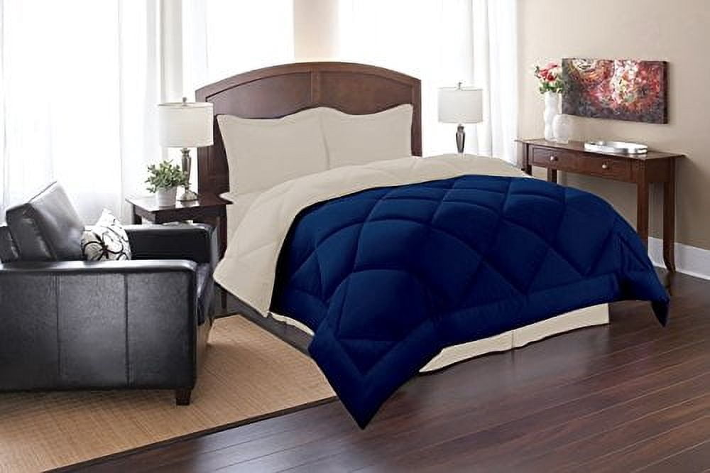 Reversible 3pc Comforter Set King/Cal King Navy/Cream