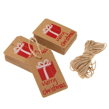 GUOOL Pack of 100 Christmas Kraft Paper Tags Christmas Holiday Hanging Tags Favors Gifts