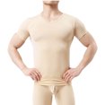 thumbnail image 2 of Fengqque Men’s Slimming Compression Body Shaper V-Neck for Back Support, Gynecomastia & Hernias Beige L(L), 2 of 3