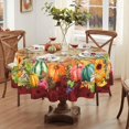 thumbnail image 2 of Nappe Ronde d'Automne, Nappe Ronde d'Automne 60 Pouces, Nappe Ronde d'Action de Grâce avec Citrouilles d'Automne, Housse de Table Ronde d'Automne, 2 of 5