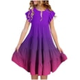 thumbnail image 1 of RXIRUCGD 2025 Vêtements d'Été pour Enfants Mode Filles Nouvelle Robe d'Été à Manches Courtes Poches à Volants Col Rond Imprimé, 1 of 4