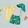 thumbnail image 2 of Curenmufel Toddler Boy Rashguard Swimsuit Kids Swimsuit Boys Two Pieces Shark Swimsuit Toddler Rash Guard and Trunk 18 24 Months (Yellow,18-24 Months), 2 of 7
