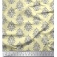 thumbnail image 1 of Soimoi Polyester Crepe Fabric Leaves,Floral & Paisley Block Printed Fabric 1 Yard 42 Inch Wide, 1 of 3