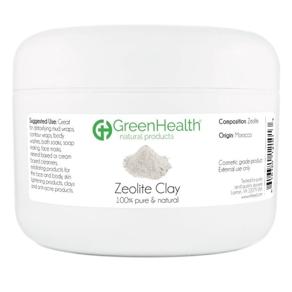 GreenHealth Zeolite Clay Powder 6 oz - 100% Pure & Natural | Detoxifying & Rejuvenating Face Mask Deep Pore Cleanser & Body Detox