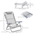 thumbnail image 3 of Outsunn Ensemble de 2 Chaises de Pêche, Chaises de Camping pour l'Extérieur, Gris Pâle, 3 of 10