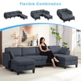 thumbnail image 4 of Puremind 6 Piece Modular Sectional Sofa with Movable Ottoman, U/L Shaped Sectional Couch with Storage, Convertible Sleeper Sofa for Living Room/Apartment, Dark Gray, 4 of 6