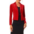 thumbnail image 1 of INSPIRE CHIC Blazer en Velours pour Femme, Col à Revers, Manches Longues, Boutonné, Veste de Tailleur pour le Travail, S Rouge, 1 of 6
