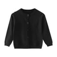 thumbnail image 1 of aohooy Girls Long Sleeve Cardigan Sweater Todder Infant Open Front Button Closure Knitted Cable Cardigans Tops 6M-5Y Black,120, 1 of 4