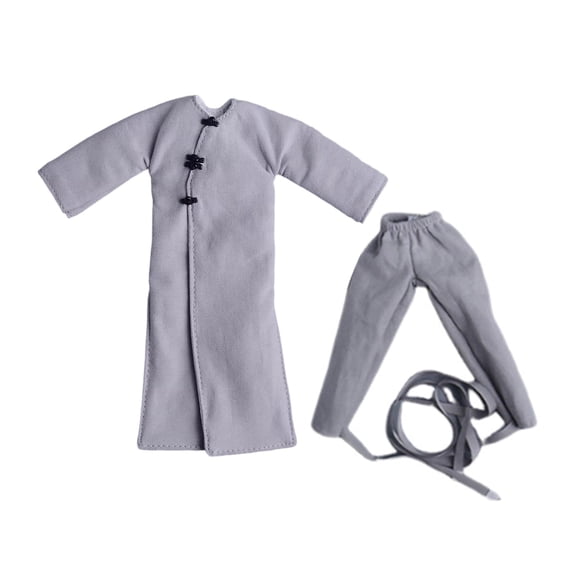FashionCha 2 Pieces Miniature Figure Coat Action Figure Clothes Costume Accessory Trench Coat Mid Length Jacket Cloth Material Suitable for Tabletop Gaming Model Dioramas grey