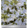 thumbnail image 1 of Soimoi Blue Modal Satin Fabric Artistic Leaves Print Fabric by the Yard 42 Inch Wide, 1 of 5