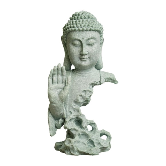 Elodie Sakyamuni Buddha Statue Figure Sandstone Decoration for Garden Hotel Hallway 10.2cmx7cmx20.2cm