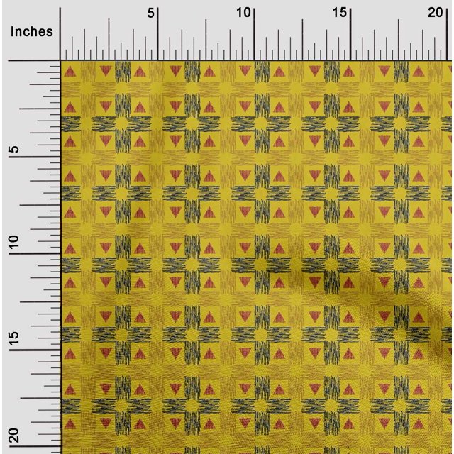 oneOone Georgette Viscose Tissu Check & Triangle Ikat Tissu à Coudre Imprimé BTY 42 Pouces de Large