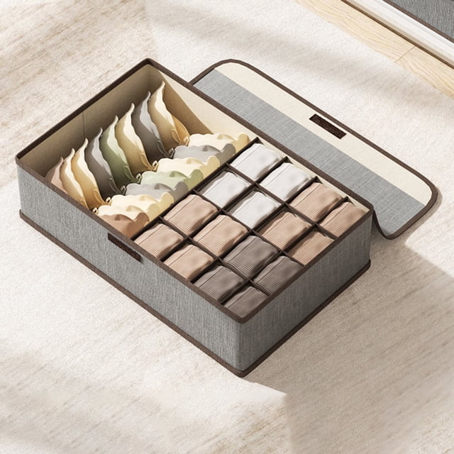Foldable Closet Storage Boxes Divided Storage Organizer Box for Scarves Socks Bras Pants
