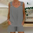 thumbnail image 4 of Yuyuzo Womens Lounge Sets Two Piece Square Neck Tank Tops Wide Leg Shorts with Pockets Matching Outfits, 4 of 7
