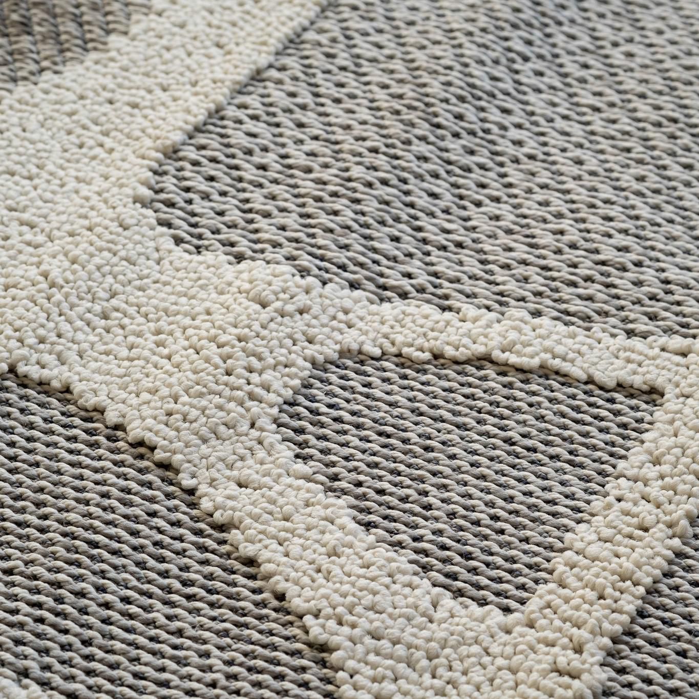 Tapis d'interieur exterieur abstrait Rug Branch Hogar, gris creme, moderne - Salon, chambre, salle a manger et cuisine