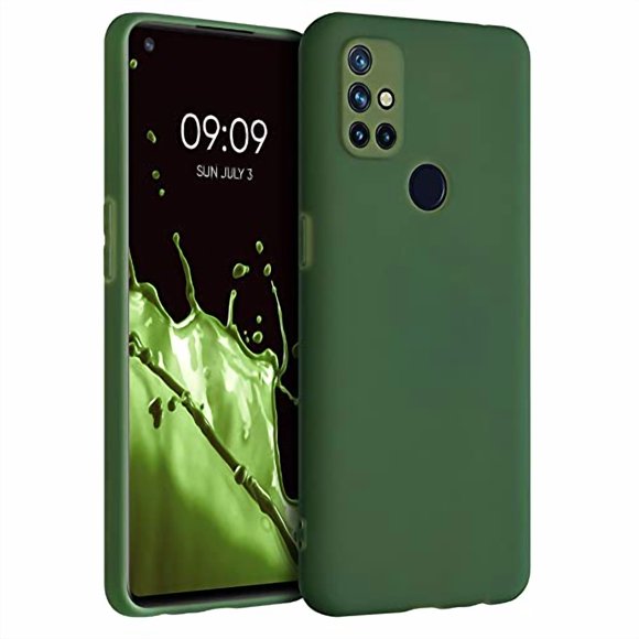 kwmobile Case Compatible with OnePlus Nord N10 5G Case - Soft Slim Protective TPU Silicone Cover - Dark Green
