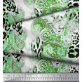 thumbnail image 3 of Soimoi Green polyester Crepe Fabric Paisley & Leopard Animal Skin Decor Fabric Printed Yard 52 Inch Wide, 3 of 3