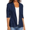 thumbnail image 1 of Qertyioot Manteau Grande Taille pour Femmes, Cardigan Blouse Décontracté à Col Rabattu à la Mode à Manches 3/4, 1 of 6