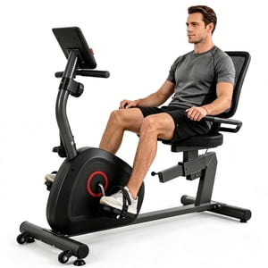 Naipo Recumbent Vélo d'exercice pour la maison Stationary Bike Sturdy Quiet 8 Niveaux Vélos titulaires Grand Siège confortable Coeur de la poignée & iPad Support pour Gym Seniors Adultes