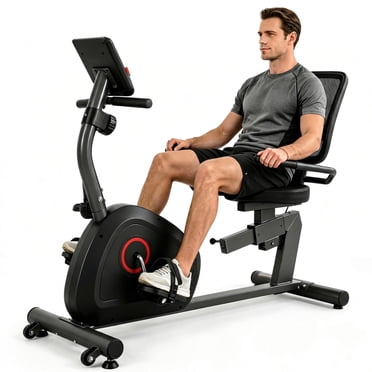 Naipo Recumbent Exercise Bike for Home Stationary Bike Sturdy Quiet 8 Levels Recumbent Bikes Large Comfortable Seat Heart Rate Handle & iPad Holder for Gym Seniors Adults