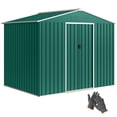 thumbnail image 1 of Outsunny Remise de Rangement Extérieure en Métal 8'x6' avec Portes Coulissantes Verte, 1 of 10