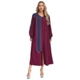 thumbnail image 1 of iefiel Robe de Choeur Color Block pour Femmes, Robe de Pasteur, Manches Bouffantes, Fendue, Fermeture Éclair devant, Bourgogne L, 1 of 7