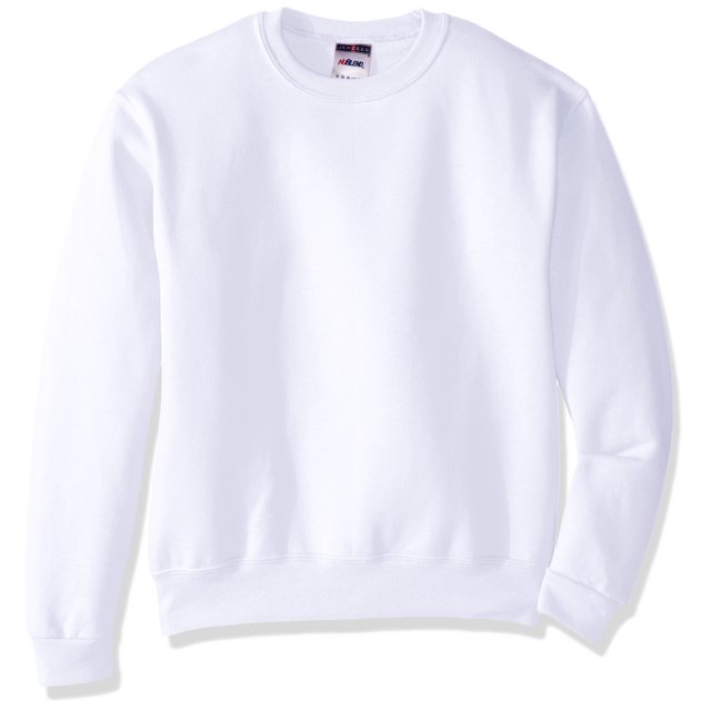 Jerzees Youth Fleece Crew Sweatshirt, White, Small