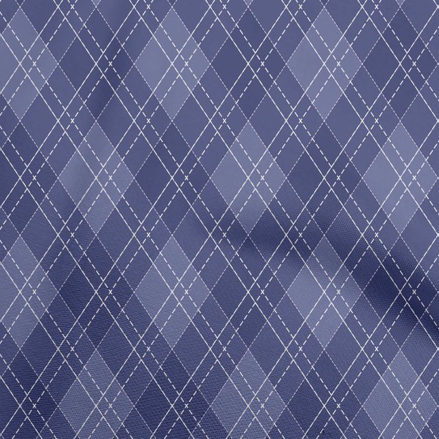 oneOone Cotton Poplin Dark Blue Fabric Check Dress Material Fabric Print Fabric By The Yard 56 Inch Wide