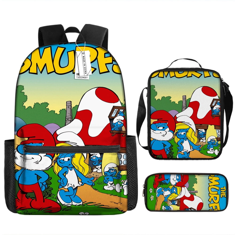 Smurfs Children'S Printed Backpack For Primary And Secondary School Students With Large Capacity And Leisure Backpacks 10 -WEVALLEY