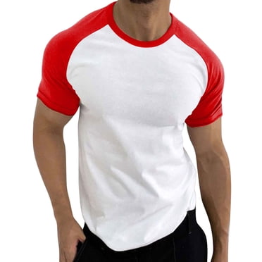 Ketyyh-chn99 T Shirt Men 2024 Summer Fashion Beach Shirt Men's T-Shirt Crewneck Cotton T-Shirts for Men Red,M