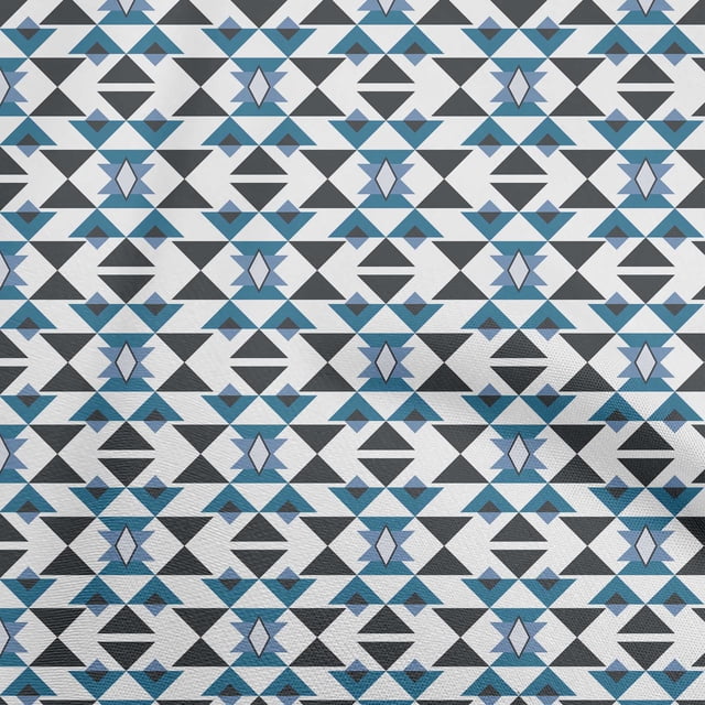 oneOone Rayon Medium Blue Fabric Geometric Craft Projects Decor Fabric Printed By The Yard 56 Inch Wide