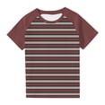 thumbnail image 1 of RXIRUCGD 2025 Vêtements d'Été pour Enfants Tout-Petits Garçons Filles Mode Mignon Col Rond Imprimé Rayé Manches Courtes, 1 of 7