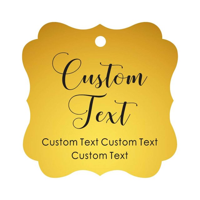 Darling Souvenir Personalized Paper Hang Tags Custom Text Wedding Party Gift Favor Tags -Metallic Gold-100 Tags