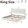 thumbnail image 2 of King Size Floating Bed Frame with LED Lights & Charging Station - Upholstered Platform Bed with Storage Headboard, Folding Shelves & Metal Slats, No Box Spring Needed, Beige, 2 of 8