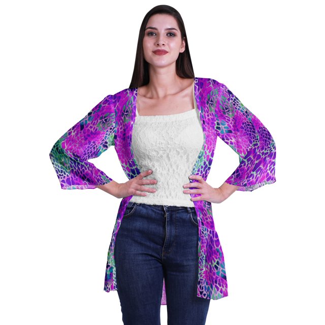 Moomaya Viscose Georgette Printed Short Shrug Long Sleeves Cardigans For Women