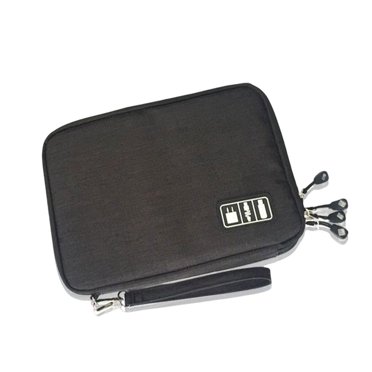 USB Cable Storage Bag Waterproof 2 Layers Portable Home Lightweight Electronic Accessories Travel Dorm Electronic Flash Disk Power Wire Handbag Carry Case L Black