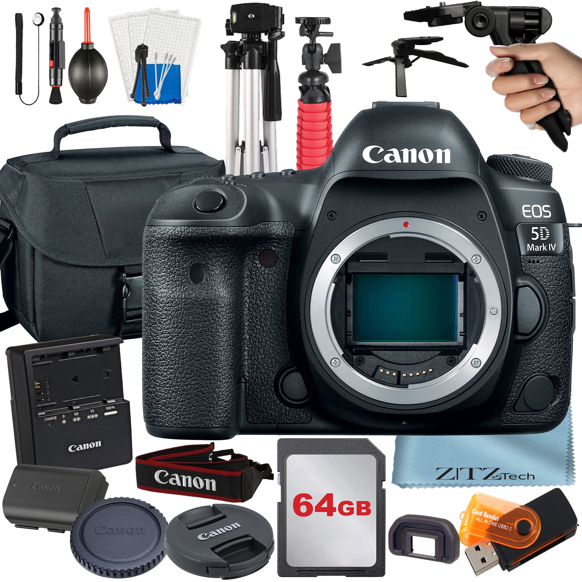 Canon EOS 5D Mark IV Full Frame DSLR Camera (Body Only) with 64GB Card + Case + Tripod + ZeeTech Accesory