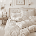 thumbnail image 3 of JOLUSERE Khaki Soft Breathable Striped Textured Duvet Cover Bedding Queen Size, 3 of 9