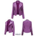 thumbnail image 2 of WEIYLL Fall Jackets for Women 2025 Leather Motorcycle Short Lightweight Pleather Crop Purple Fall Clothes Size M, 2 of 7